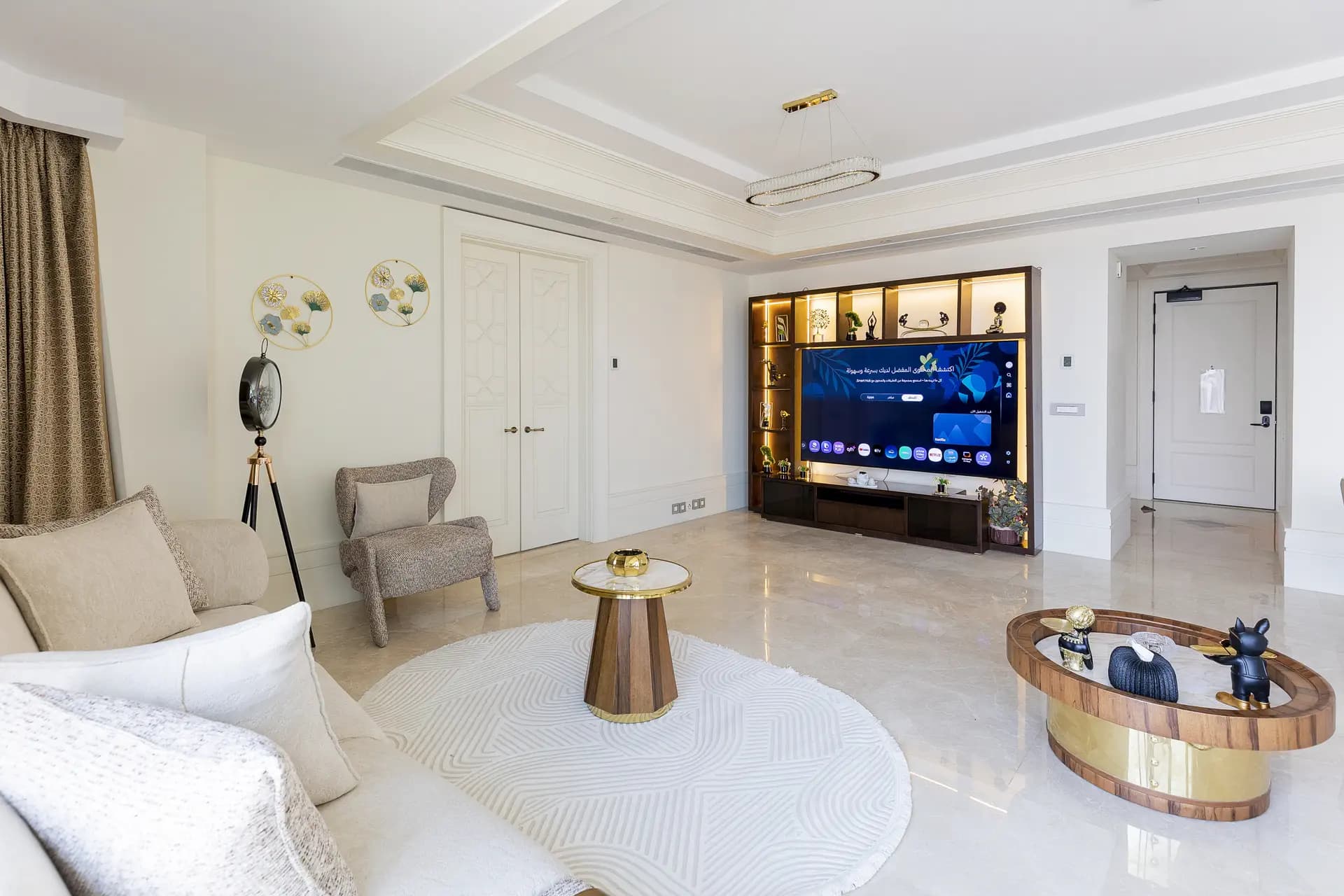 Dining area of a furnished DHB Stays apartment
